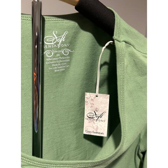 Soft Sensations Women's 3/4 Sleeve Knit Top Green 2SL Plus Scoop Neck - Picture 6 of 6